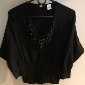 Saks Fifth Ave Black Cashmere Embellished Sweater